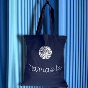 Canvas Tote bag NWT inspire yoga meditation hindu indie navy blue ECO-friendly